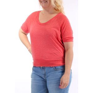 BASIC HOUSE Womens Coral Raglan Jewel Neck Top Size: L